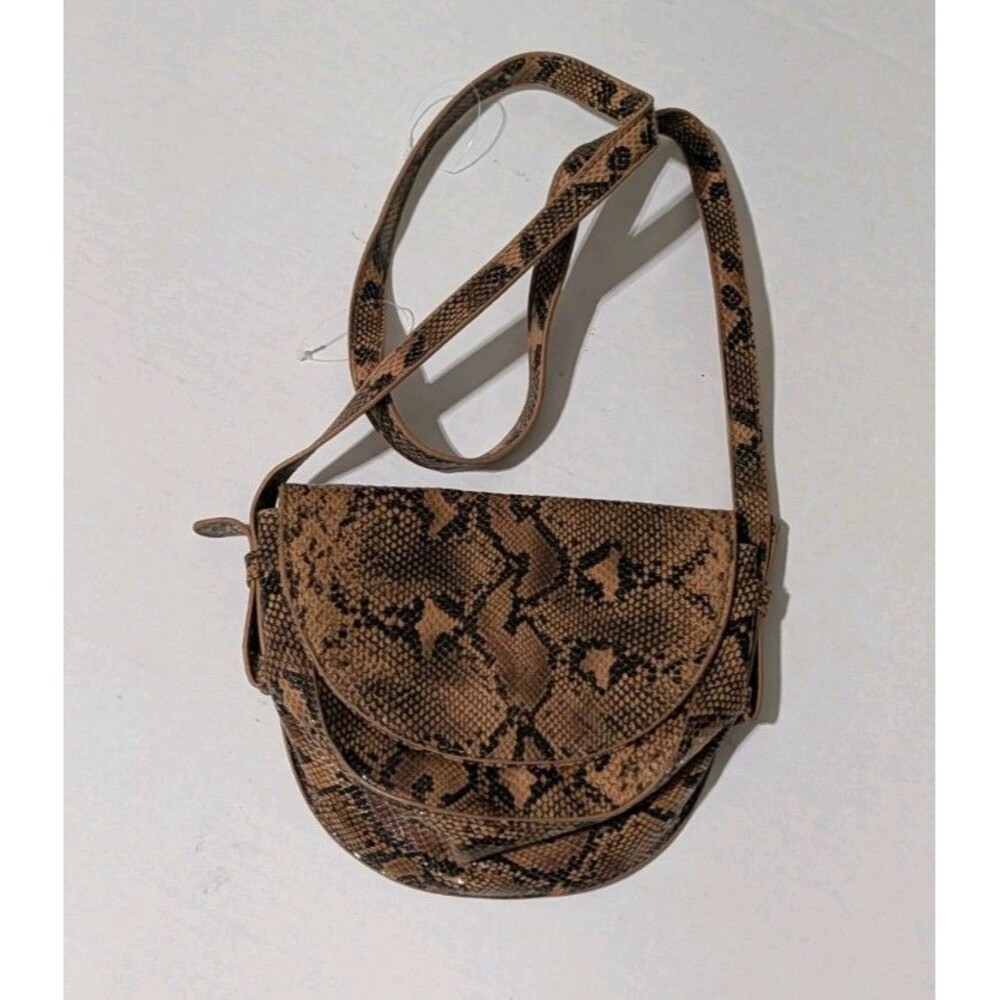 Urban Outfitters Crossbody Bag Snakeskin Faux Leather Brown Saddle Purse NWOT